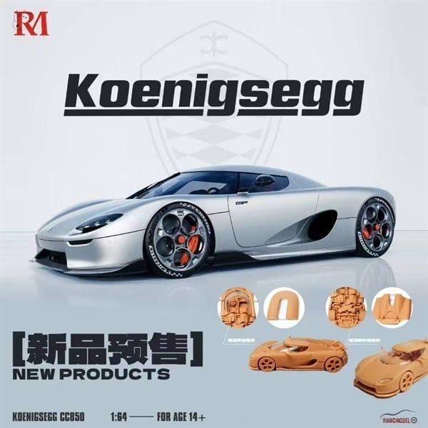  Mô hình xe Koenigsegg CC850 mở được mui và nắp máy sau tỉ lệ 1:64 Rhino model RM OT64393 