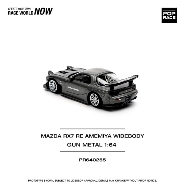  Mô hình xe Mazda RX-7 Re-Amemiya - Gun metal tỉ lệ 1:64 Poprace PR640255 