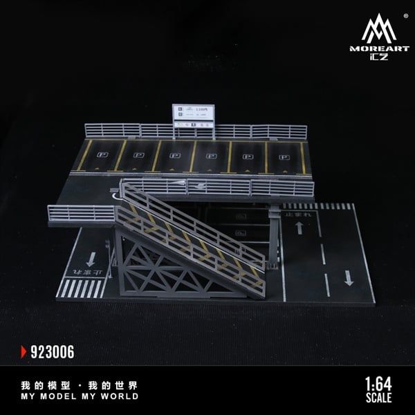  Hộp trưng bày mô phỏng B-Steel frame structure platform parking scene tỉ lệ 1:64 More Art MO923006 