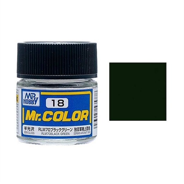  Lacquer C18 RLM70 Black Green sơn mô hình màu đen xanh 10ml Mr.Hobby C18 