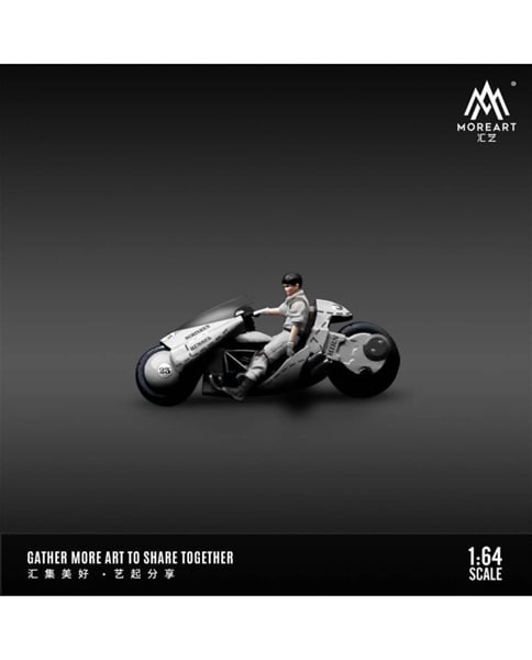  Mô hình xe mô tô đua + nhân vật Akira silver resin tỉ lệ 1:64 MoreArt MO222062 
