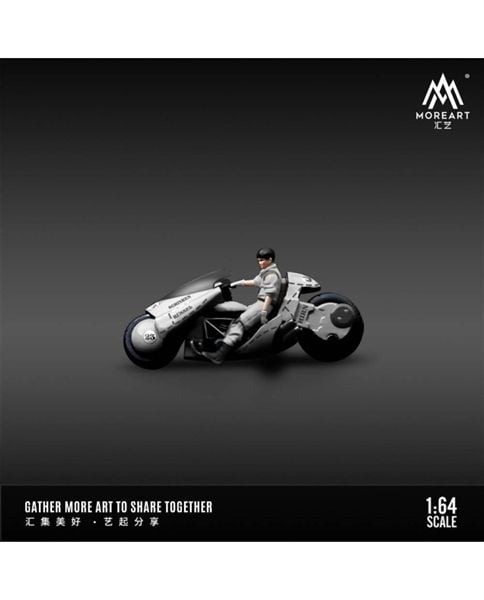 Mô hình xe mô tô đua + nhân vật Akira silver resin tỉ lệ 1:64 MoreArt MO222062 