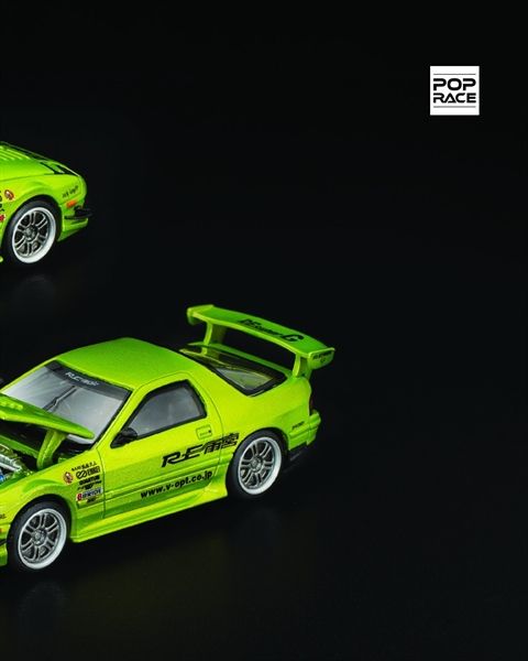  Mô hình xe Mazda RX7 FC3S RE-Amemiya Luminous Green tỉ lê 1:64 Poprace PR640344 