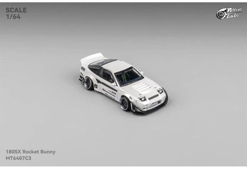  Mô hình xe Nissan 180SX Rocket Bunny Metal White tỉ lệ 1:64 Micro Turbo MT6407C3 