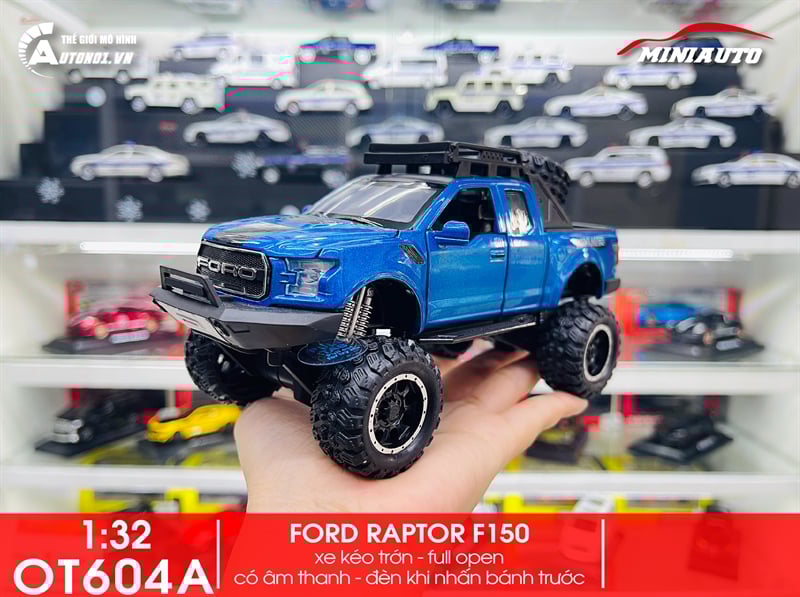  Mô hình Ford Raptor F150 Offroad full open - có đèn - âm thanh tỉ lệ 1:32 Miniauto OT32040 