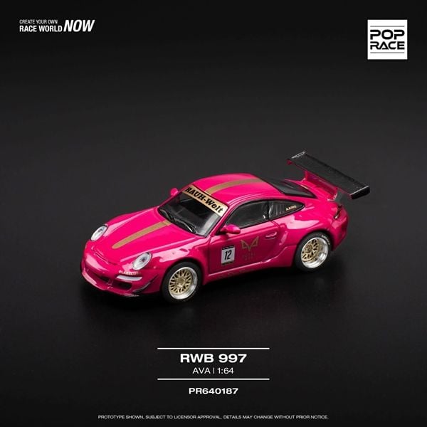  Mô hình xe Porsche RWB Rauh Welt 997 AVA pink tỉ lệ 1:64 Poprace PR640187 