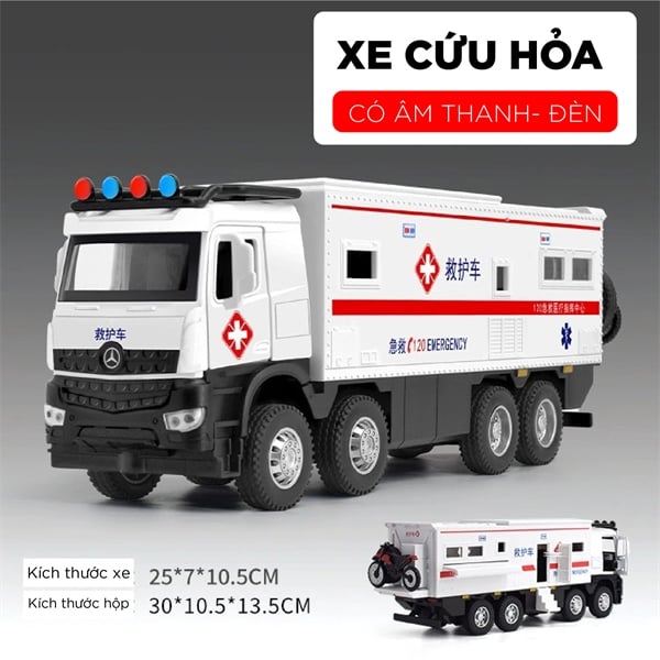  Mô hình xe ô tô cứu hộ Mercedes Benz Off road Across 8x8 có xe đi kèm - full open - âm thanh - đèn tỉ lệ 1:32 Newao model OT32047 