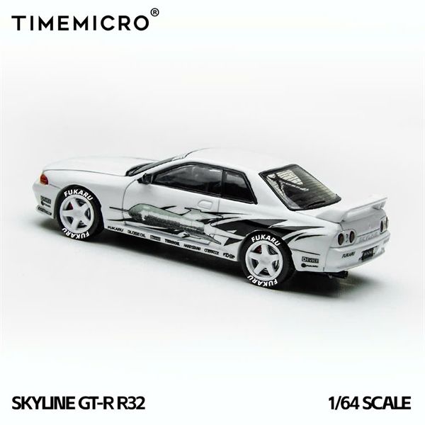  Mô hình xe Nissan Skyline GT-R R32 Los Santos Drift - White tỉ lệ 1:64 Time Micro TM644142 