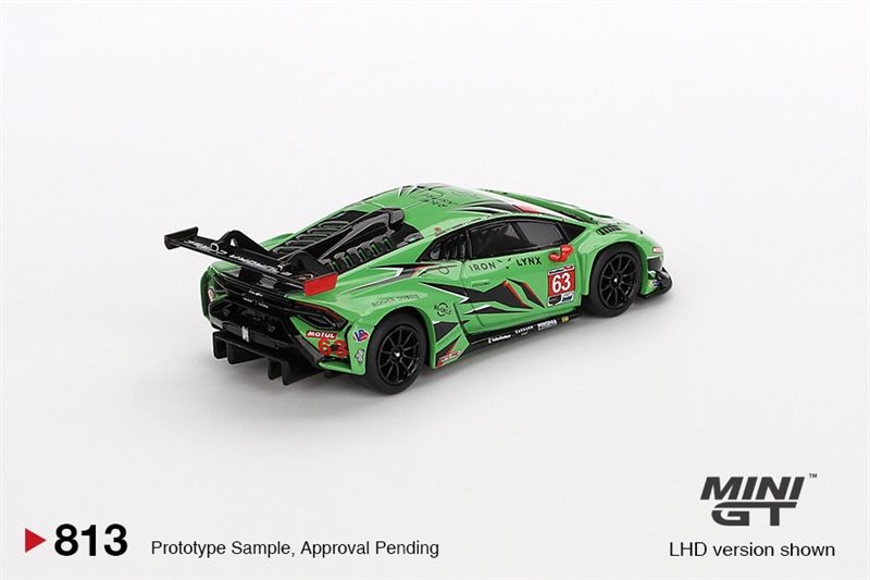  Mô hình xe Lamborghini Huracán GT3 EVO2 #63 Iron Lynx IMSA 2023 Daytona 24 Hrs card version tỉ lệ 1:64 MiniGT MGT00813-BL 