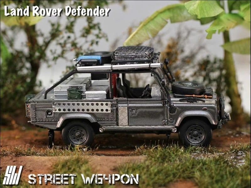  Mô hình xe Land Rover Defender 110 Tomb Raider Silver tỉ lệ 1:64 Street Weapon SWLRD110S 