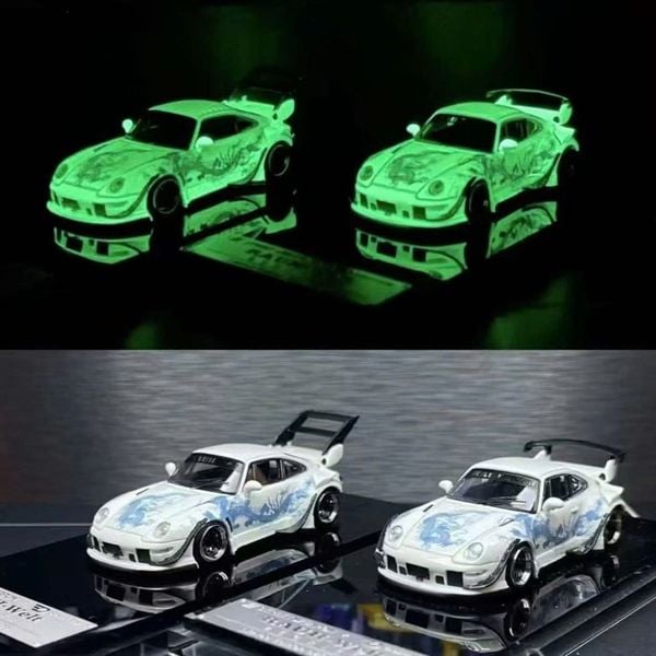  Mô hình xe Porsche RWB 993 Luminous Dragon Livery tỉ lệ 1:64 Street Wepon OT64443 