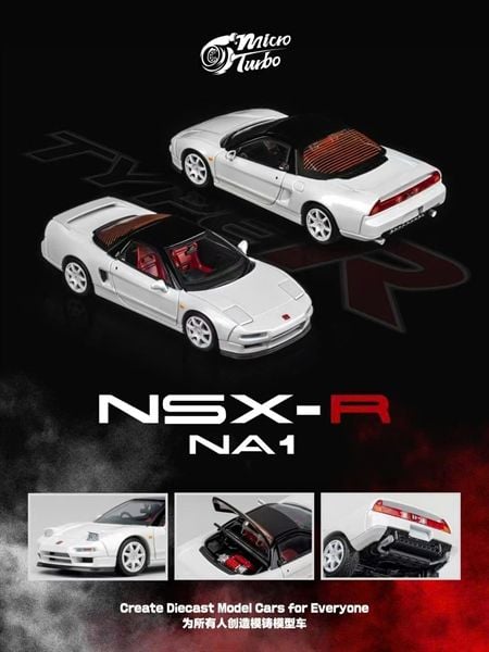  Mô hình xe Honda NSX-R NA1 Type R white mở được nắp máy sau tỉ lệ 1:64 Micro Turbo MT6412A1 