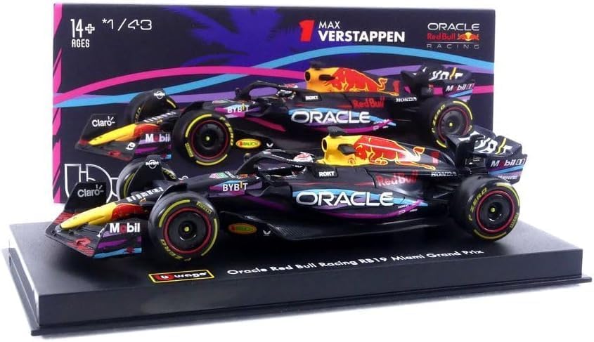  Mô hình xe đua F1 Formula Honda Red bull 2023 RB19 Miami GP hộp mica có figure tỉ lệ 1:43 Bburago OT43001 