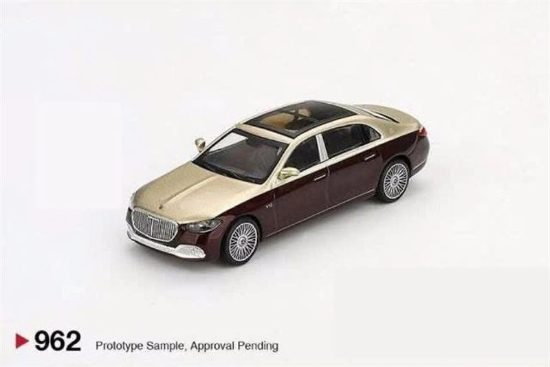  Mô hình xe Mercedes-Maybach S680 Gold / Dark Red Metallic card tỉ lệ 1:64 MiniGT MGT00962 