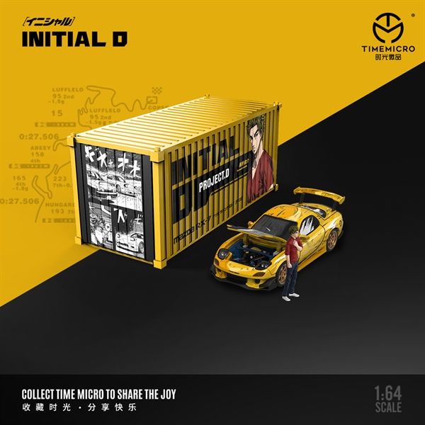  Mô hình xe Mazda RX-7 Amemiya Initial D Comic Carbon Cover Opening tỉ lệ 1:64 Time micro TM640862 