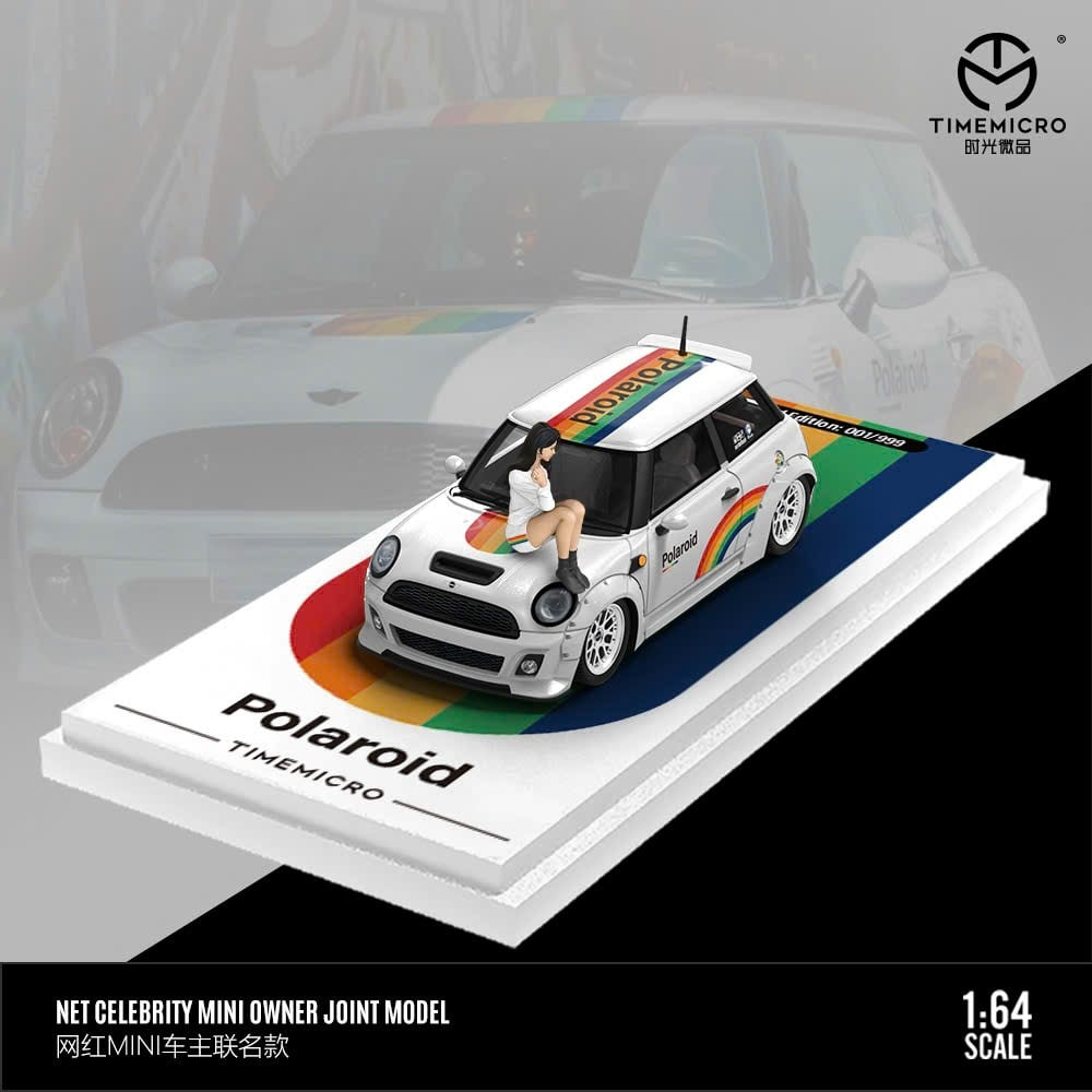  Mô hình xe Mini Cooper Polarod rainbow white Limited 999pcs tỉ lệ 1:64 Time micro TM643630 