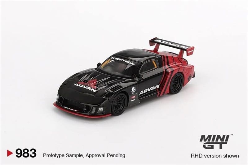  Mô hình xe Mazda RX-7 LB-Super Silhouette Advan CARD tỉ lệ 1:64 MINIGT MGT00983-BL 