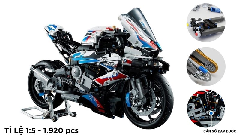  Mô hình xe mô tô lắp ghép BMW M1000RR Technic 1920 pcs tỉ lệ 1:5 LG001 