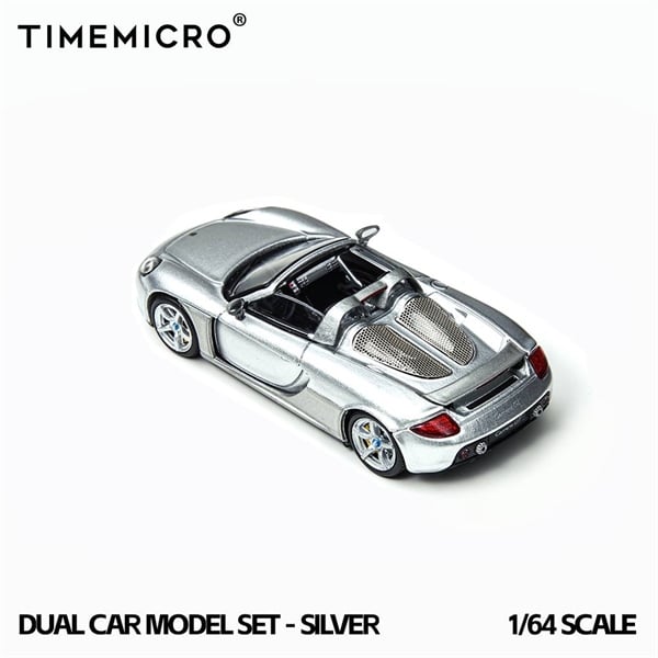  Mô hình xe Porsche 918 Spyder & CARRERA GT Double Silver Color Set tỉ lệ 1:64 Time Micro TM643529-T 