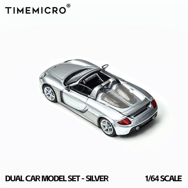  Mô hình xe Porsche 918 Spyder & CARRERA GT Double Silver Color Set tỉ lệ 1:64 Time Micro TM643529-T 