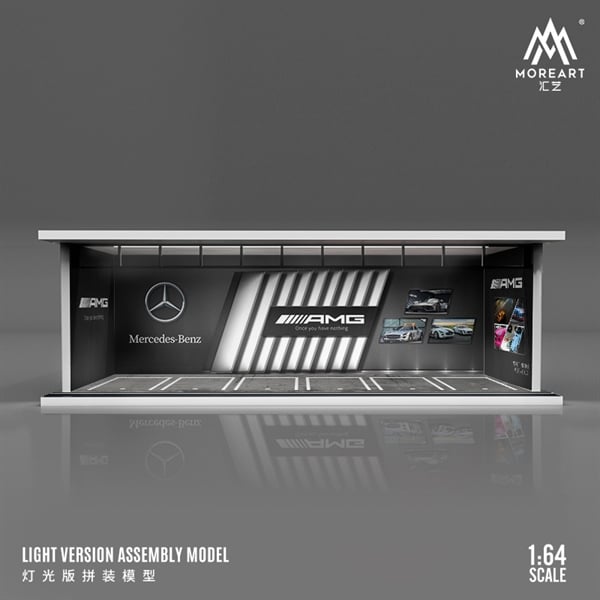  Hộp trưng bày mica mô phỏng bãi đỗ xe MERCEDES-BENZ kích thước 30x13.3x10cm tỉ lệ 1:64 MoreArt MO914029 