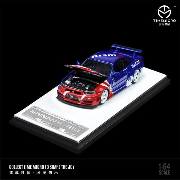  Mô hình xe Nissan GTR34 nismo blue-red tỉ lệ 1:64 Time micro TM643439 