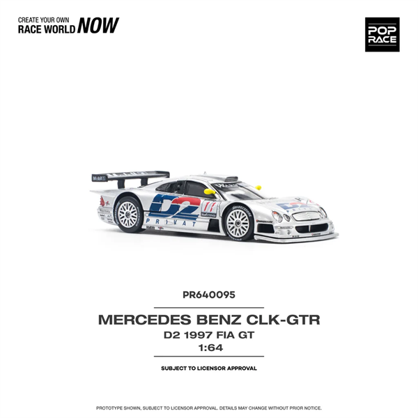  Mô hình xe Mercedes-Benz AMG CLK GTR 1997 FIA GT D2 Privat tỉ lệ 1:64 Poprace PR640095 