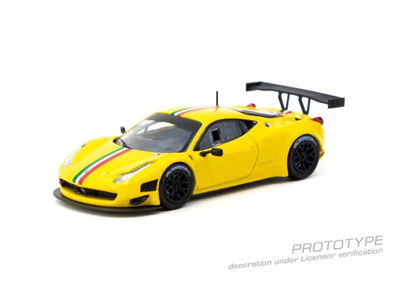  Mô hình xe Ferrari 458 Italia GT3 Yellow tỉ lệ 1:64 Tarmac Works 合金 T64R-073-YL 