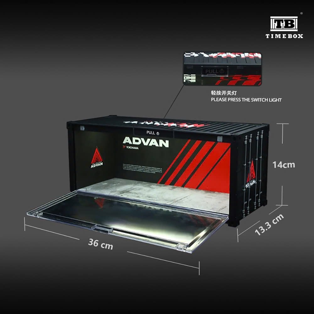  Hộp trưng bày container mô phỏng garage ADVAN 36x14x14 có đèn - mica tỉ lệ 1:64 Time Box-MoreArt TB400202 