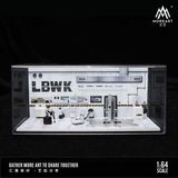  Hộp trưng bày mica xưởng sửa chữa ô tô có bàn nâng , có fig Liberty walk tỉ lệ 1:64 MoreArt 