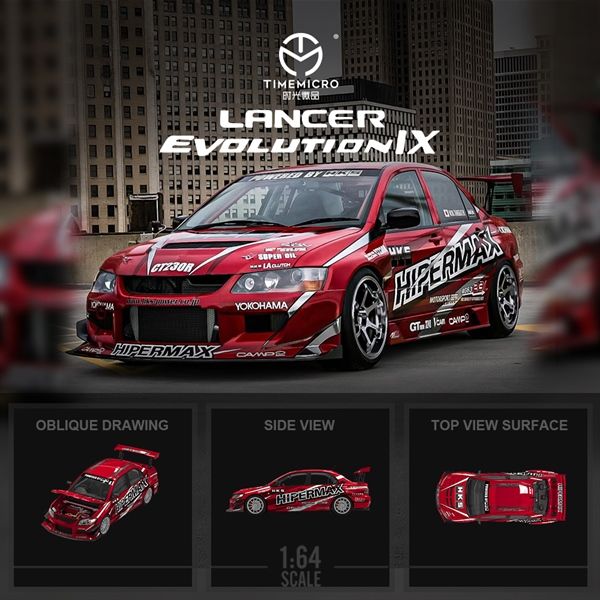  Mô hình xe Mitsubishi EVO 9th Generation - HIPERMAX Transparent Red tỉ lệ 1:64 MiniGT TM800209 