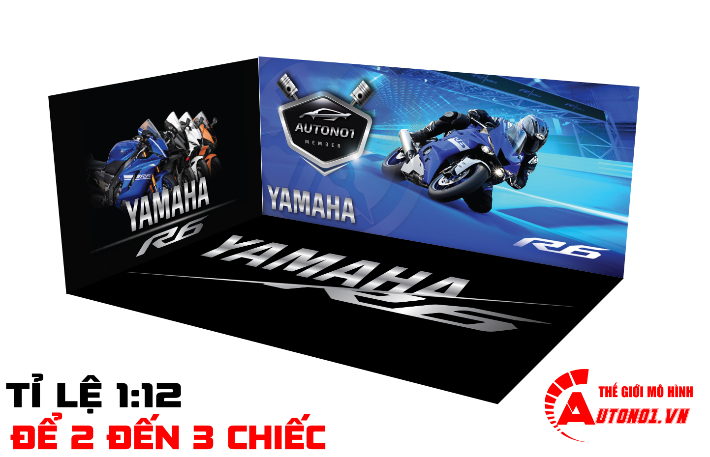 DIORAMA SHOWROOM YAMAHA YZF R6 2020 35X24X15CM TỈ LỆ 1:12 PK209