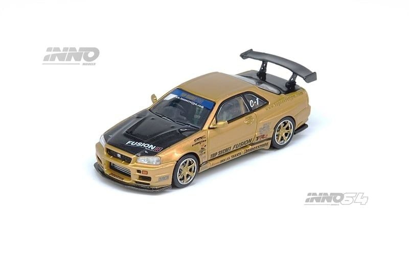  Mô hình xe Nissan GTR R34 gold TOP SECRET tỉ lệ 1:64 Inno64 IN64-R34TS-GOLD 