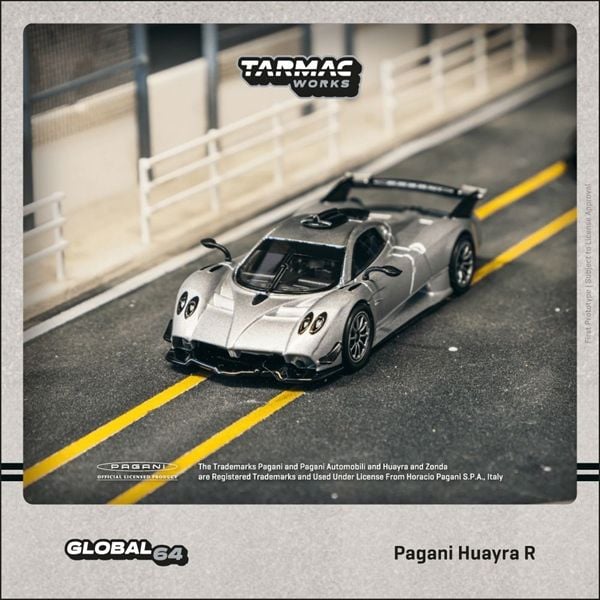  Mô hình xe Pagani Huayra R Satin Silver tỉ lệ 1:64 Tarmac Works T64G-TL035-SL 
