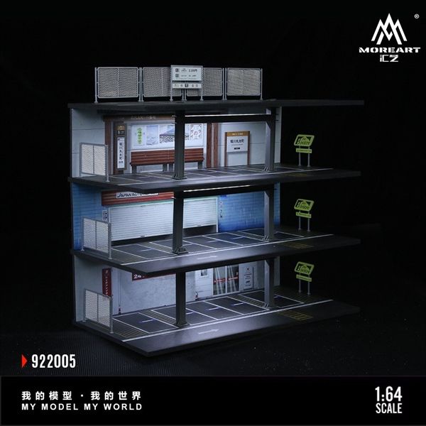  Hộp trưng bày mica mô phỏng bãi đỗ xe 3 tầng có đèn Japanese kích thước 30x15x28.5cm tỉ lệ 1:64 MoreArt MO922005 