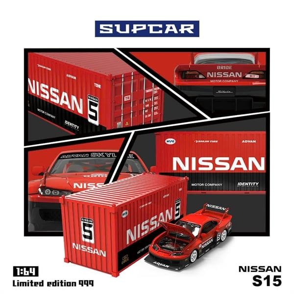  Mô hình xe Nissan Silvia S15 Silhouette LBWK LB Red Black có thùng tỉ lệ 1:64 Supcar SC64011 