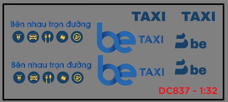  Decal UV độ xe dịch vụ - thương mại Be taxi cho xe trắng tỉ lệ 1:32 có keo sẵn lột dán DC837 