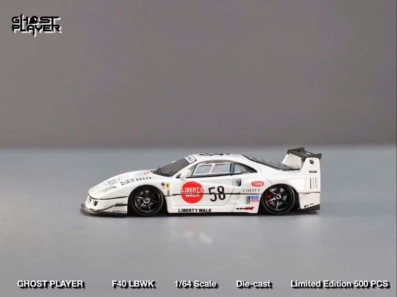  Mô hình xe LBWK F40, white 58-number paint, limited to 500 units tỉ lệ 1:64 SwXGHOST PLAYER OT64430 