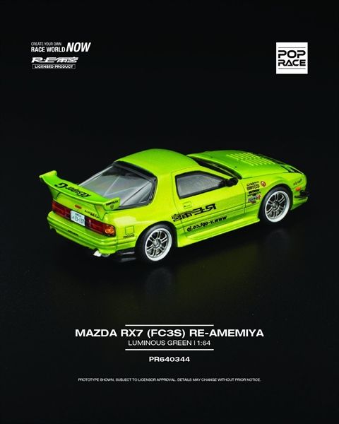  Mô hình xe Mazda RX7 FC3S RE-Amemiya Luminous Green tỉ lê 1:64 Poprace PR640344 