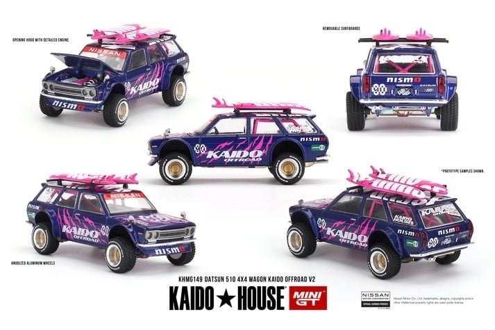  Mô hình xe Datsun 510 4x4 Wagon Kaido Offroad V2 tỉ lệ 1:64 Kaido House x MINI GT KHMG149 
