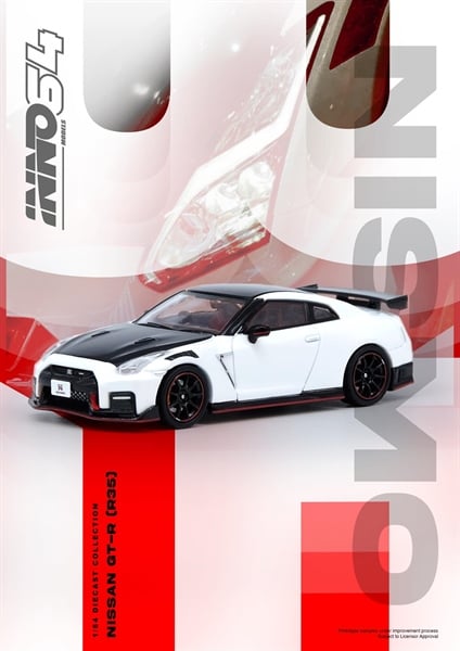  Mô hình xe Nissan GTR R35 Nismo white tỉ lệ 1:64 Inno64 model IN64-R35N-WHI 