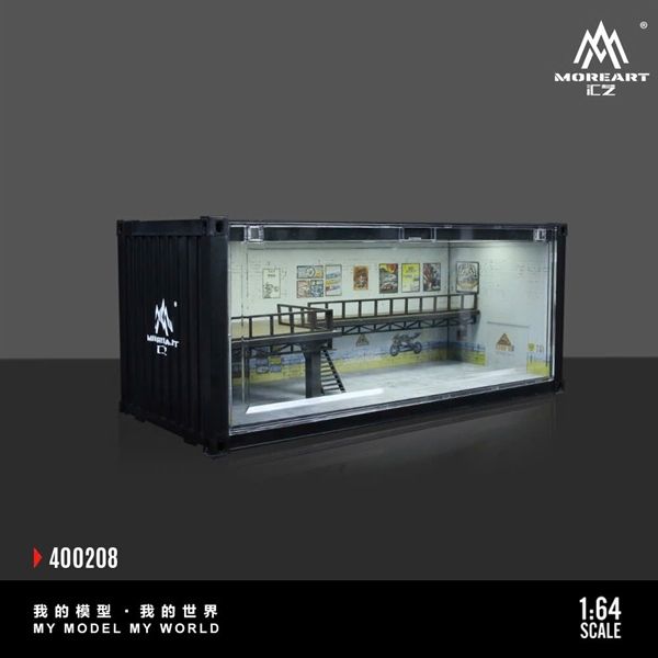  Hộp trưng bày mica container mô phỏng gara sữa chữa có đèn kích thước 38.7x16x16.5cm tỉ lệ 1:64 MoreArt MO400208 