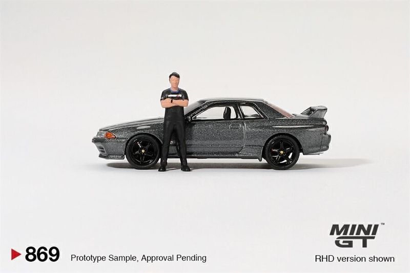  Mô hình xe Nissan Skyline GT-R (R32) Nismo Gunmetal W có fig Matsuda tỉ lệ 1:64 MiniGT MGT00869 