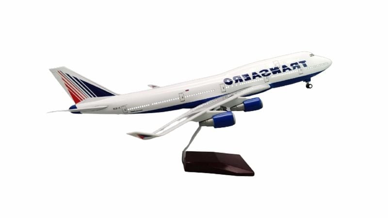  Mô hình máy bay Transaero Boeing B747 có đèn led tự động theo tiếng vỗ tay hoặc chạm 47cm MB47033 