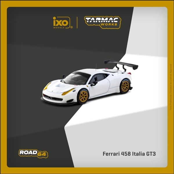  Mô hình xe Ferrari 458 Italia GT3 White tỉ lệ 1:64 Tarmac T64R-074-WH 