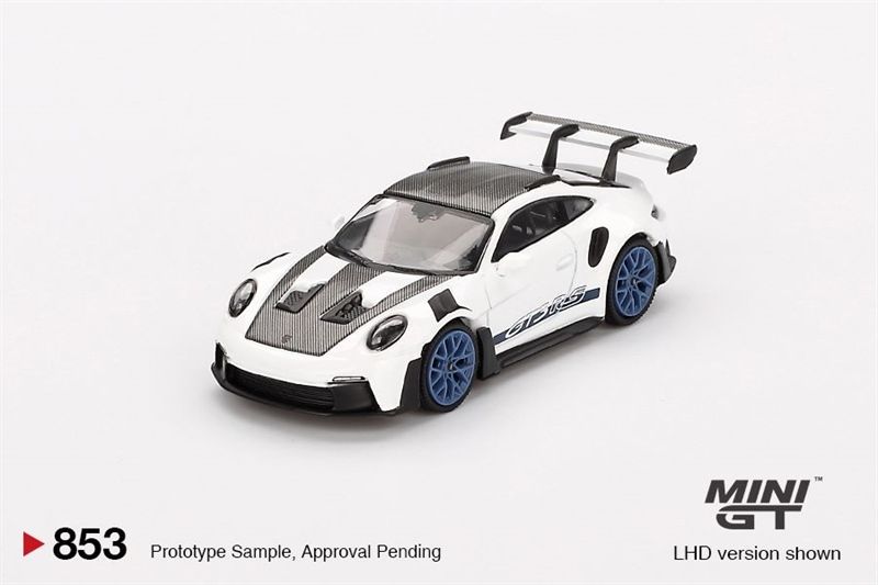 Mô hình xe Porsche 911 (992) GT3 RS Weissach Package White with Indigo Blue tỉ lệ 1:64 MiniGT MGT00853-CH 