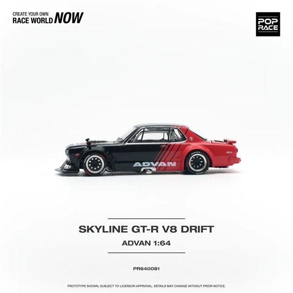  Mô hình xe Nissan Skyline GT-R V8 Drift Hakosuka Advan tỉ lệ 1:64 Poprace PR640081 