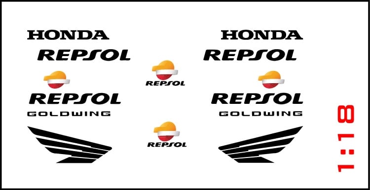  Decal UV custom Repsol Goldwing cho xe tỉ lệ 1:18 có keo sẵn lột dán Autono1 DC835 