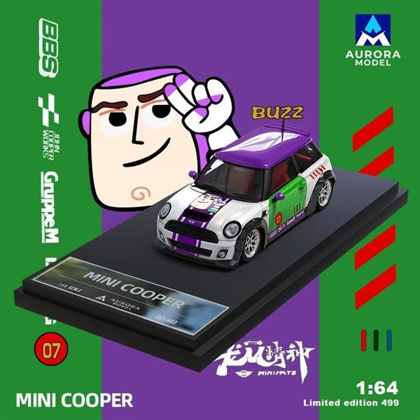  Mô hình xe BMW Mini Cooper Buzz Lightyear tỉ lệ 1:64 Aurora Model AM643639 