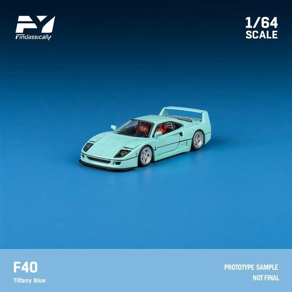 Mô hình xe Ferrari F40 Tiffany Blue bật được đèn lên limited 500pcs tỉ lệ 1:64 Finclassically FY OT64338 
